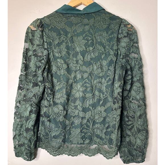 Boutique Les Serein Grey Lace Long Sleeve Button Up Blouse. - Picture 5 of 5